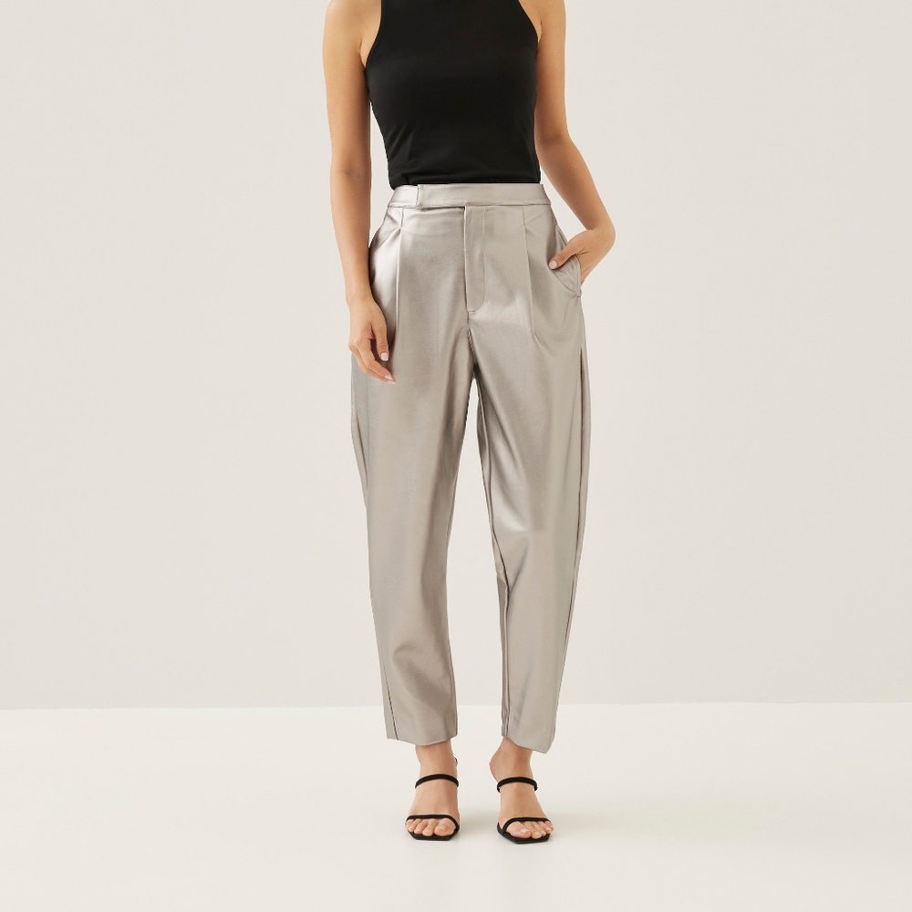 Love Bonito Silver Metallic Pleather Pants